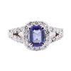 Image 2 : 1.89 ctw Blue Sapphire And Diamond Ring - 18KT White Gold