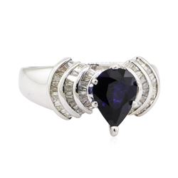 2.40 ctw Sapphire and Diamond Ring - 18KT White Gold