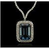 Image 2 : 14KT White Gold 47.59 ctw Blue Topaz and Diamond Necklace