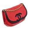 Image 2 : Chanel Red Black Lambskin Leather CC Chain Flap Shoulder Bag
