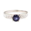 Image 2 : 1.34 ctw Blue Sapphire and Diamond Ring - 14KT White Gold