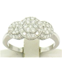 14k Solid White Gold VS F 1.25Ctw 3 Round Cluster Diamond Ring Band