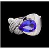 Image 2 : 2.10 ctw Tanzanite and Diamond Ring - 14KT White Gold