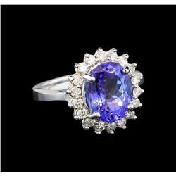 14KT White Gold 3.87 ctw Tanzanite and Diamond Ring