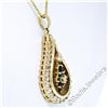 Image 5 : 14kt Yellow Gold 1.22 ctw Diamond and Sapphire Tear Drop Dangle Pendant Necklace