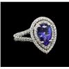 Image 1 : 1.75 ctw Tanzanite and Diamond Ring - 14KT White Gold