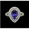 Image 2 : 1.75 ctw Tanzanite and Diamond Ring - 14KT White Gold