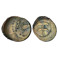 Ancient India: Pallavas of Kanchi, uninscribed 'bull' type coin, 2.64g