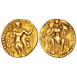 Ancient India: Gupta Empire, gold dinar of Samudra Gupta (335-380 AD),'standard/javelin' type, 7.68g