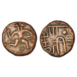 Medieval India: Tamil Nadu uninscribed and unattributed copper double cash coin, 4.09g