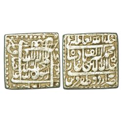 Mughals: Akbar (1556-1605 AD), silver square rupee, Urdu Zafar Qarin mint