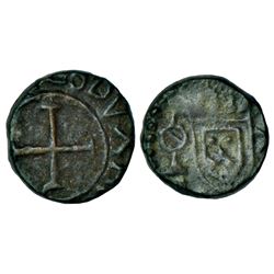 Portuguese India: Diu, token coinage, copper 1/3 bazaruco, 2.47g