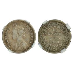 British India: Victoria Empress, silver ¼ rupee, 1880, Calcutta mint, C/II/'C' incused, PR 385