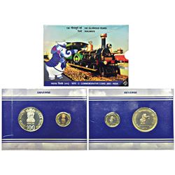Republic India: 2003, 150 Glorious Years of Railway, UNC set of 2 coins, Kolkata mint