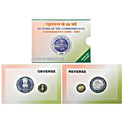 Republic India: 2009, 60 Years of the Commonwealth, Proof set of 2 coins, Mumbai mint