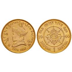 Foreign Coins: Bhutan, gold 1 sertum, 1966, 8.00g