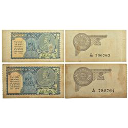 Paper Money: British India, George V, 1 rupee, 2nd issue, 1935, signed by J.W. Kelly. (2 notes)