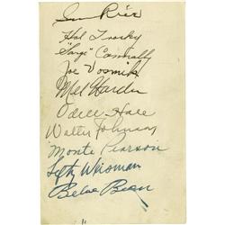 1934 Cleveland Indians Signed Sheet PSA/DNA 