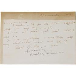 Walter Johnson Handwritten Signed Letter PSA/DNA 