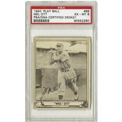 1940 Play Ball Mel Ott #88 PSA EX-MT 6, Signed 