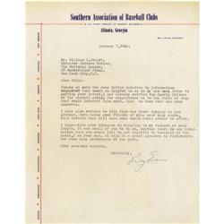 1943 Billy Evans Signed Letter PSA/DNA 