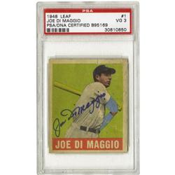 1948 Leaf Joe DiMaggio #1 PSA VG 3, Signed 