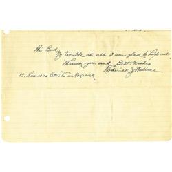 Roderick Wallace Handwritten Signed Note PSA/DNA 