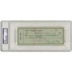 1958 Ty Cobb Signed Check, PSA Mint 9 
