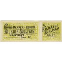 1889 Sullivan vs. Kilrain Full Ticket 