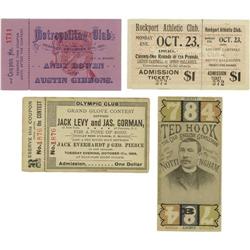 1890's Boxing Tickets Lot Of 4 