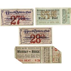 1890's-1910's Boxing Tickets Lot Of 4 