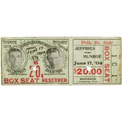 1904 Jeffries vs. Munroe Full Ticket 
