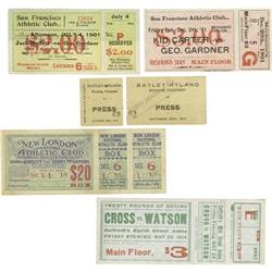 Early 20th Century Boxing Ticket Lot Of 5 