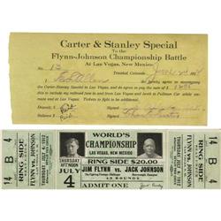 1912 Johnson vs. Flynn Fight Tickets Lot Of 2 