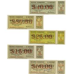 1919 Dempsey vs. Willard Full Tickets Lot Of 5 