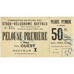 1922 Carpentier vs. Siki Full Ticket 