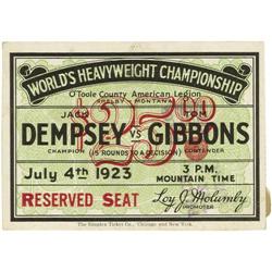 1923 Dempsey vs. Gibbons Ticket Stub, Signed PSA 