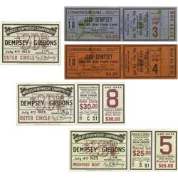 1920's-30's Jack Dempsey Fight Tickets Lot Of 5 
