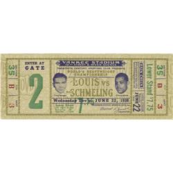 1938 Louis vs. Schmeling II Full Ticket 