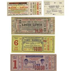 1930's-40's Joe Louis Fight Tickets Lot Of 5 