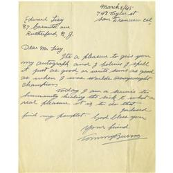 Tommy Burns Handwritten Signed Letter PSA/DNA 