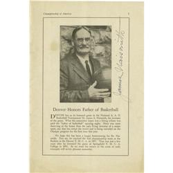 James Naismith Signed Basketball Program PSA/DNA 