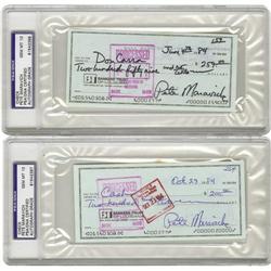 1984 Pete Maravich Signed Checks (2) PSA/DNA 