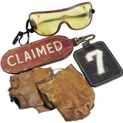 Johnny Longden's Race Worn Goggles, Gloves & Tag 