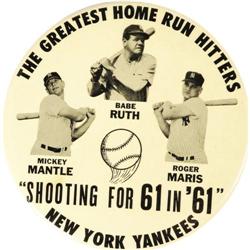 1961 "Shooting for 61 in '61" Oversized Pinback 