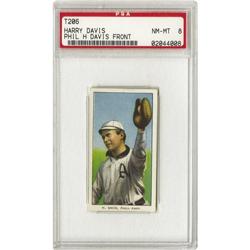 1909-11 T206 Harry Davis Phil Davis Front PSA 8 