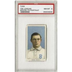 1909-11 T206 Tim Jordan Brooklyn Portrait PSA 8 