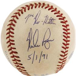 1991 Nolan Ryan 7th No-Hitter Game Used Baseball 