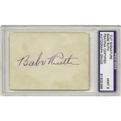 1940's Babe Ruth Signed Blank Card, PSA Mint 9 