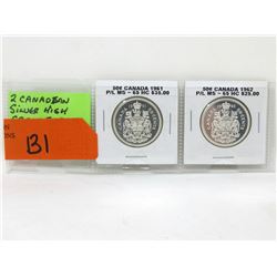 2 High Grade 1960s Canadian Silver Half-Dollars